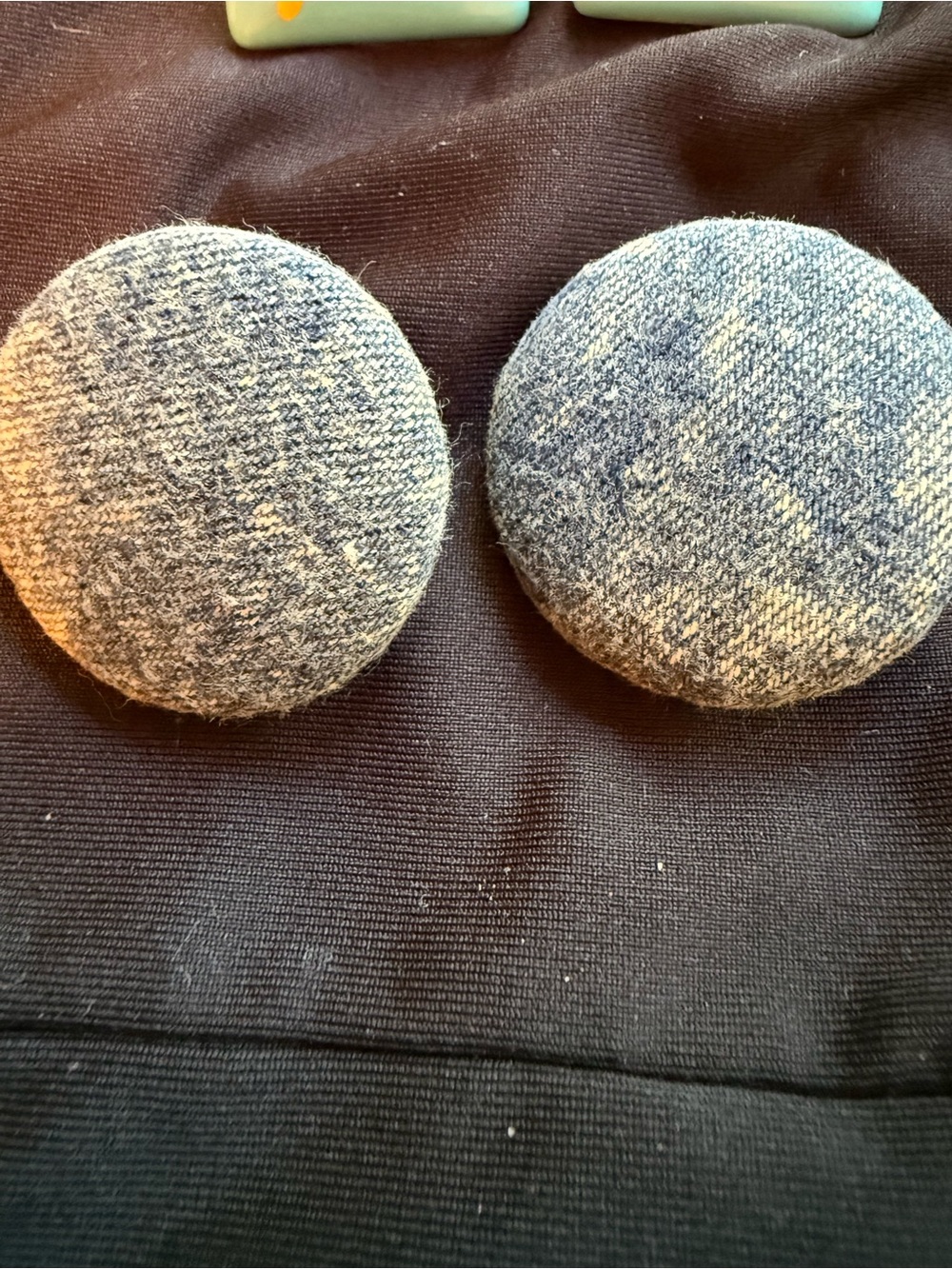 Denim Fabric Covered Buttons - Pair